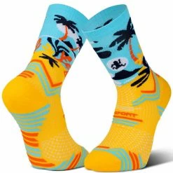 Meilleur prix 🤩 Chaussettes Trail Running BV SPORT TRAIL ULTRA DBDB TAHITI 22 Jaune / Bleu 🔥
