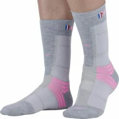 Sortie ⌛ Chaussettes Randonnée MONNET TREK AIR GREY PINK 22 Gris / Rose 🎉