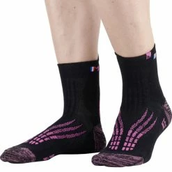 Top 10 😀 Chaussettes Trail Running MONNET TRAIL RUN ICE BLACK PINK 22 Noir / Rose ✨