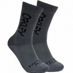 Sortie 🧨 Chaussettes Vélo OAKLEY FACTORY PILOT MTB 🧦 SOCKS FORGED IRON 22 Gris / Noir ✔️