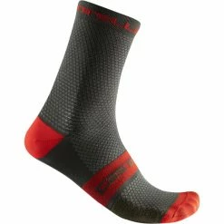 Grosses soldes ✔️ Chaussettes Vélo CASTELLI SUPERLEGGERA T 12 SOCK GREEN KAKI/RED 22 Vert / Rouge 🤩