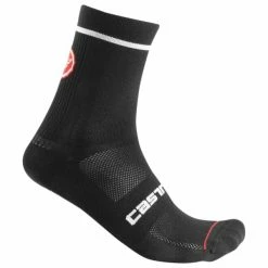 Promo ✨ Chaussettes Vélo CASTELLI ENTRATA 13 SOCK BLACK 22 Noir / Blanc / Rouge ✨