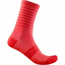 Vente flash 💯 Chaussettes Vélo CASTELLI SUPERLEGGERA W 12 SOCK PINK 22 Rose / Rouge ✔️
