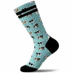 Offres ⭐ Chaussettes Vélo PULLIN LONG MEUH 22 Bleu / Noir / Blanc 🔥