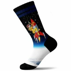 Vente flash 🤩 Chaussettes Vélo PULLIN LONG SPACE GIRL 22 Noir / Blanc / Bleu 🌟