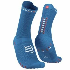 Le moins cher 👏 Chaussettes Trail Running COMPRESSPORT PRO RACING 🧦 SOCKS V4.0 RUN HIGH PACIFIC BLU/DECO ROSE 23 Bleu ✨