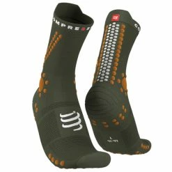 Remise ❤️ Chaussettes Trail Running COMPRESSPORT PRO RACING 🧦 SOCKS V4.0 TRAIL RF GREEN/DK CHEDDAR 22  Vert 🤩