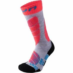 Tout neuf 🔥 Chaussettes De Ski UYN JUNIOR SKI 🧦 SOCKS LIGHT GREY/CORAL FLUO 23 Rose / Gris 👍