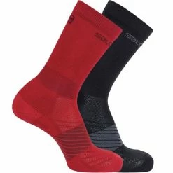 Vente flash 😀 Chaussettes Trail Running SALOMON XA 2-PACK JR GOJI BERRY/BLACK 21 Noir / Rouge 🔥