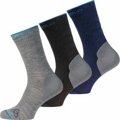 Le moins cher ✔️ Chaussettes Trail Running ODLO CHAUSSETTES LONGUES ALLROUND PACK X3 CLASSIC 23 Bleu / Noir / Gris 🎁