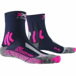 Meilleure vente ⌛ Chaussettes Randonnée X-SOCKS TREK OUTDOOR WMN MIDNIGHT BLUE/PINK/LT GREY MELANGE 22 Bleu / Rose / Gris 😀
