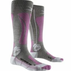 Offres 😍 Chaussettes De Ski X-SOCKS APANI 🧦 SOCKS WINTERSPORTS WMN BLACK/GREY/MAGNOLIA 23 Gris / Blanc / Rose 🎁