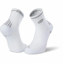 Remise ❤️ Chaussettes Trail Running BV SPORT SOCQUETTE RUN MARATHON WHITE/GREY 22  Blanc ✨
