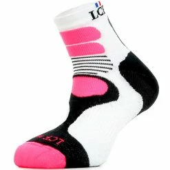 Meilleur prix 👍 Chaussettes Trail Running LA CHAUSSETTE DE FRANCE NEPAL WHITE PINK FLUO 22 Blanc / Rose 😍