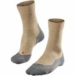 Grosses soldes ❤️ Chaussettes Randonnée FALKE TK5 W NATURE MEL 23 Beige / Gris ✔️