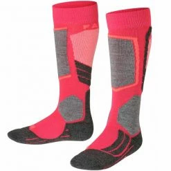 Budget ❤️ Chaussettes De Ski FALKE SK2 KIDS PINK 23 Rose / Gris 🤩
