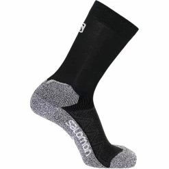 Promo 🔔 Chaussettes Trail Running SALOMON 🧦 SOCKS SPEEDCROSS CREW BLACK/WHITE 22 Gris / Noir 🎉
