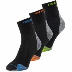 Meilleur prix 👏 Chaussettes Trail Running ODLO CERAMICOOL QUARTER 3 PACK BLACK/MULTICOLOR 23 Noir 🧨